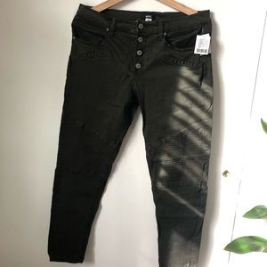 BDG Dark Green Moto Style Jeans NWT